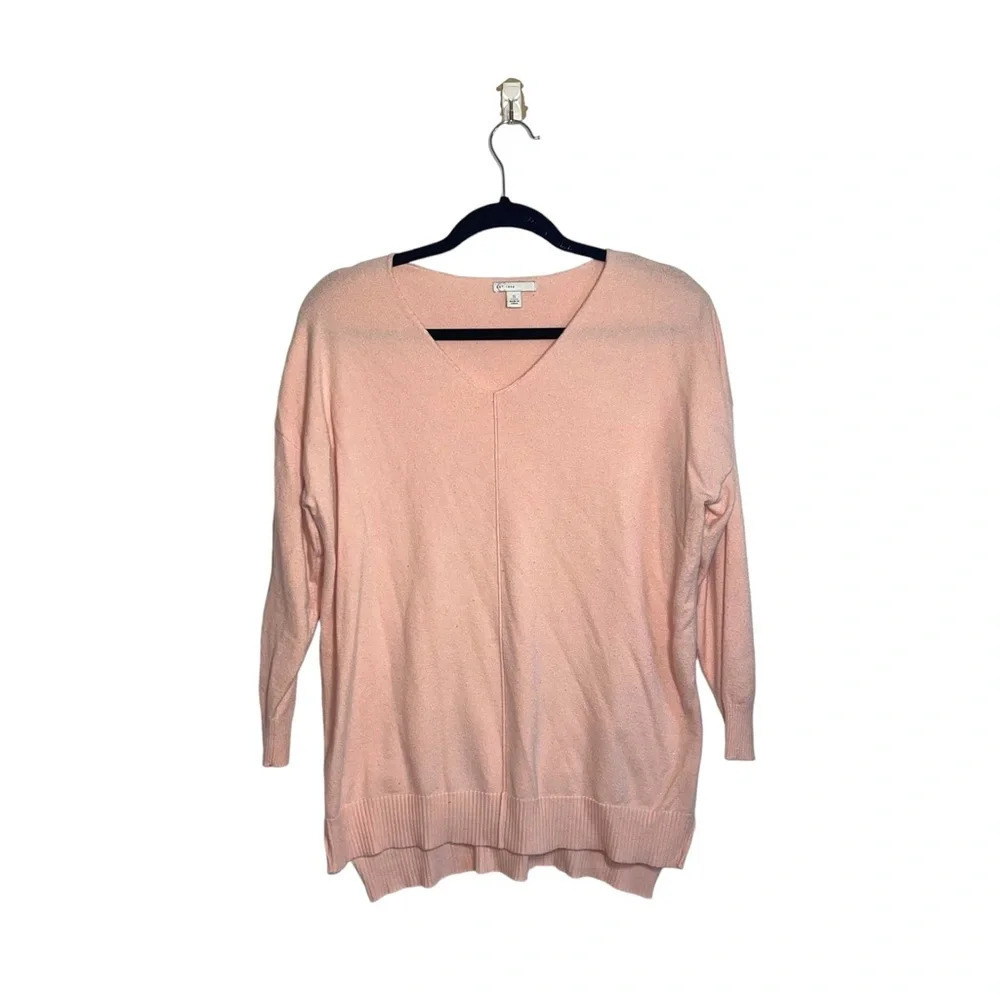 Cato Light Pink Front Seam V-neck 3/4 Sleeve Sweater Small Women’s